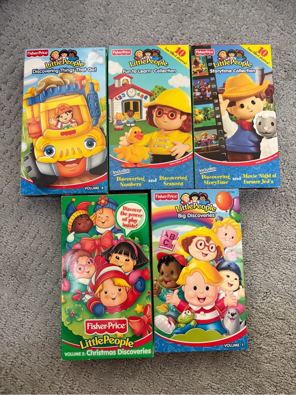 Fisher-Price Little People VHS Collection - Yellow, Red, Blue, Green